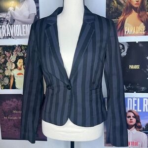2000s grunge Black & grey striped blazer